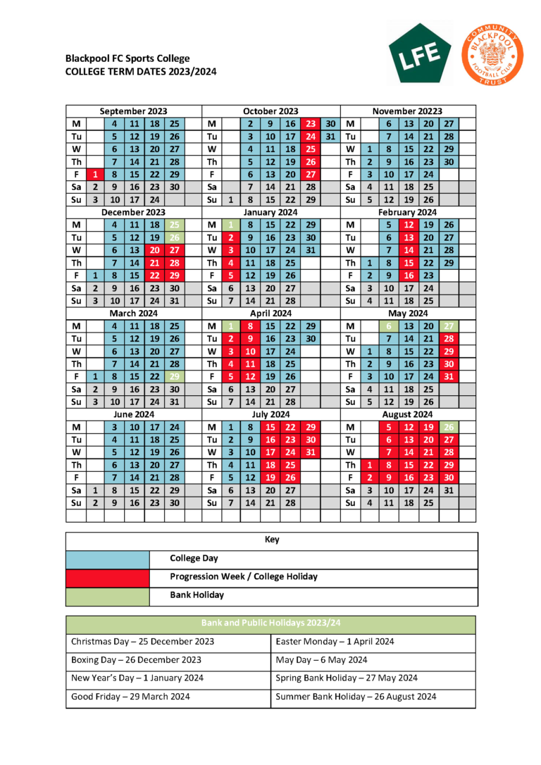 BFC Sports College Term Dates BFCCT